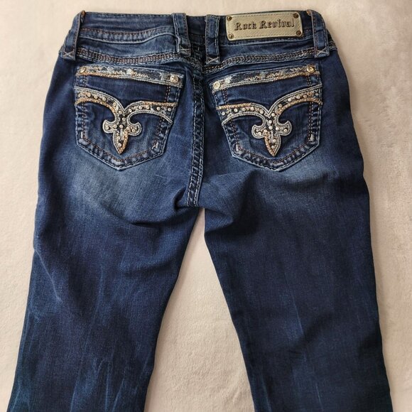Rock Revival Loreen Women's Mid Rise Bootcut Dark Wash Jeans Size 25 - Picture 4 of 12